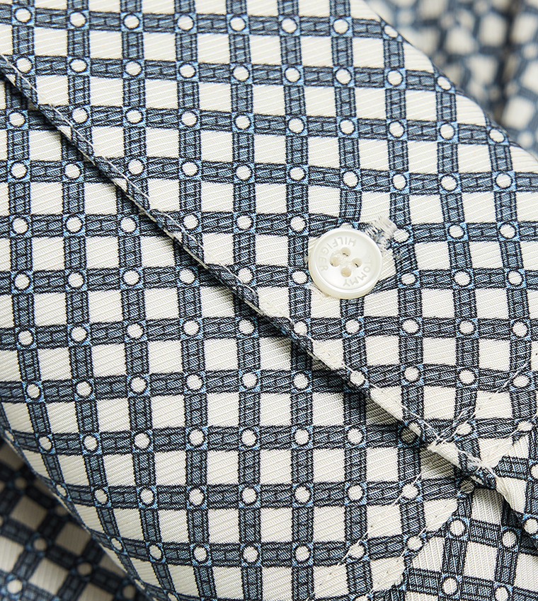 Patterned Stand Collar Top