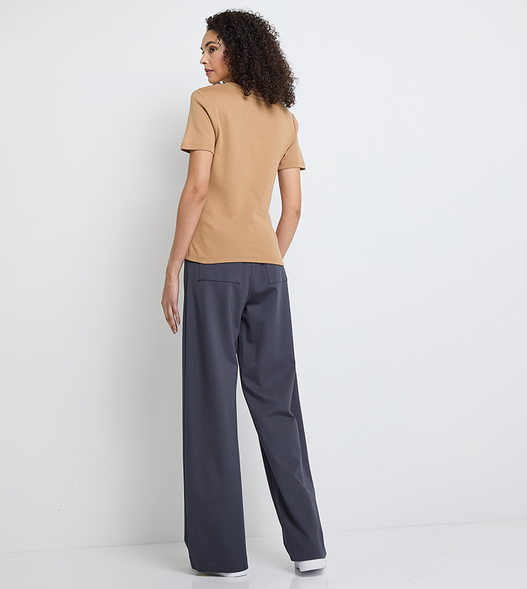 Solid V-Neck Casual T-Shirt