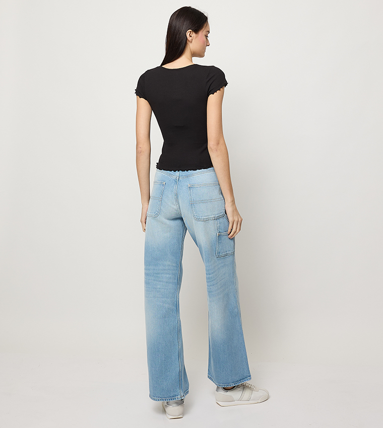 Ribbed Short Sleeves Top