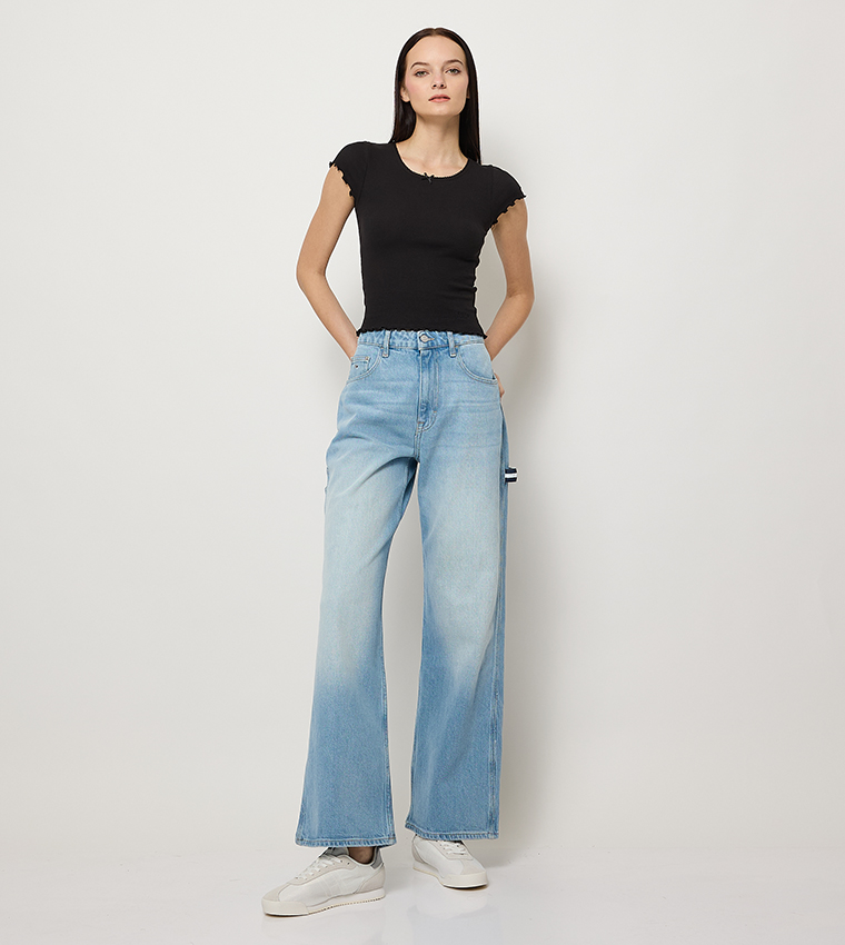 Ribbed Short Sleeves Top