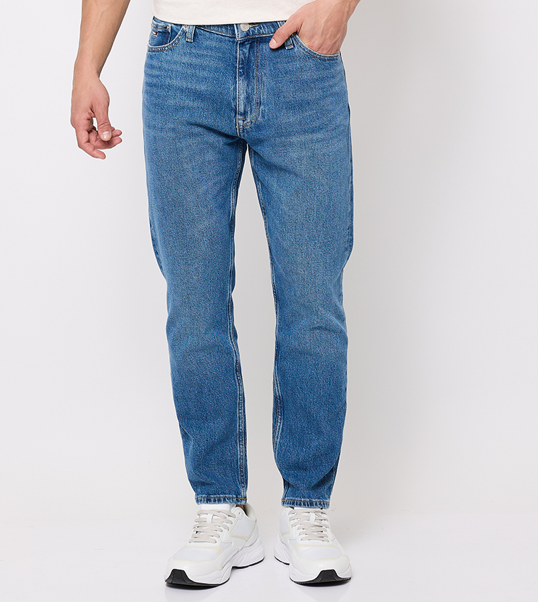 Washed Tapered Fit Jeans