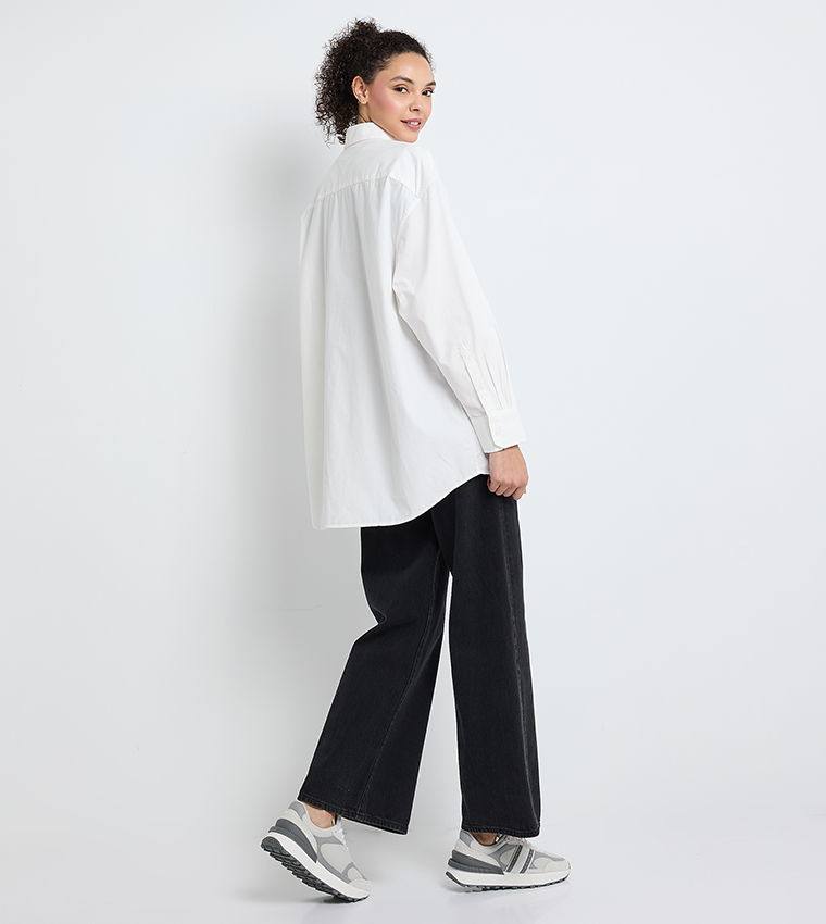 Logo Embroidered Oversized Shirt