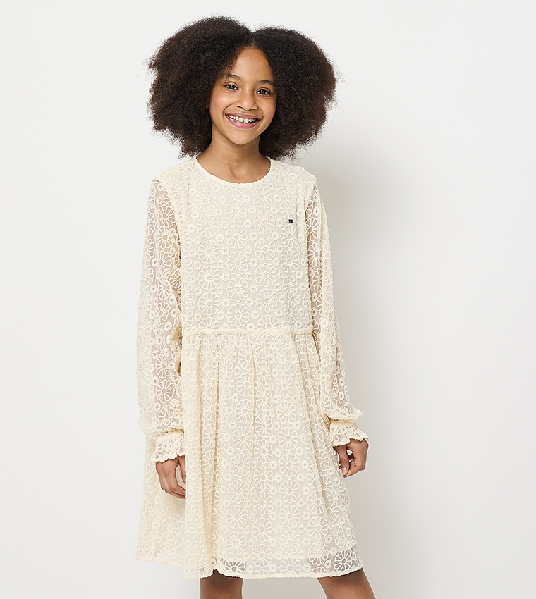 Buy Tommy Hilfiger Embroidered Long Sleeves Mini Dress In Beige | 6thstreet  Qatar