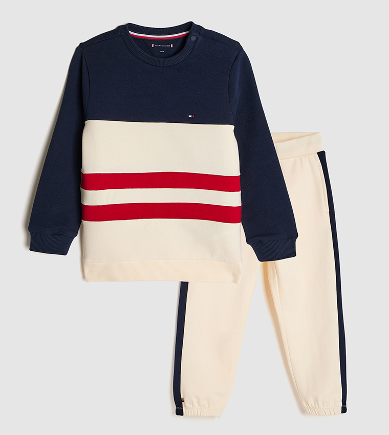 Color Block Long Sleeves Clothing Set