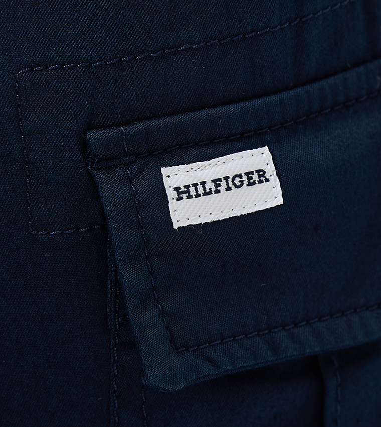 Solid Mid Rise Cargo Shorts