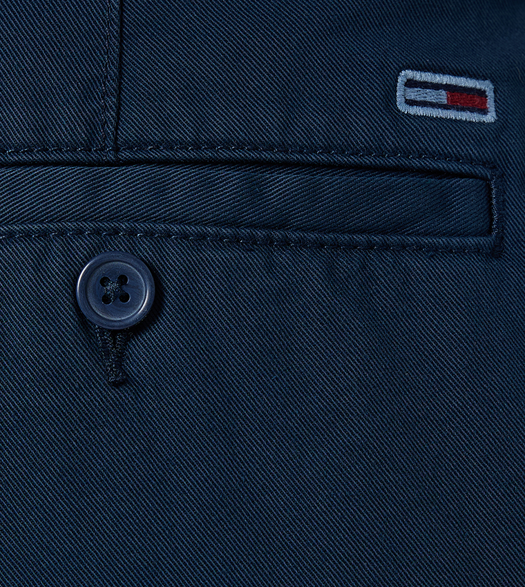 Solid Mid Rise Straight Fit Chinos
