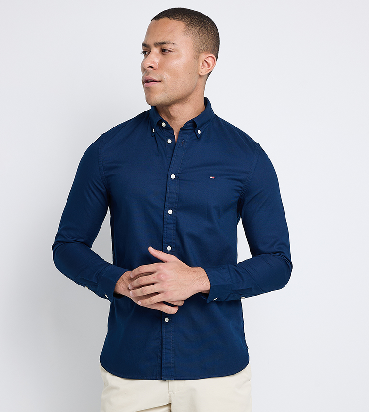 Logo Detail Long Sleeves Dobby Shirt