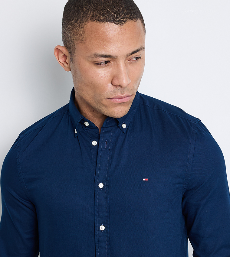 Logo Detail Long Sleeves Dobby Shirt