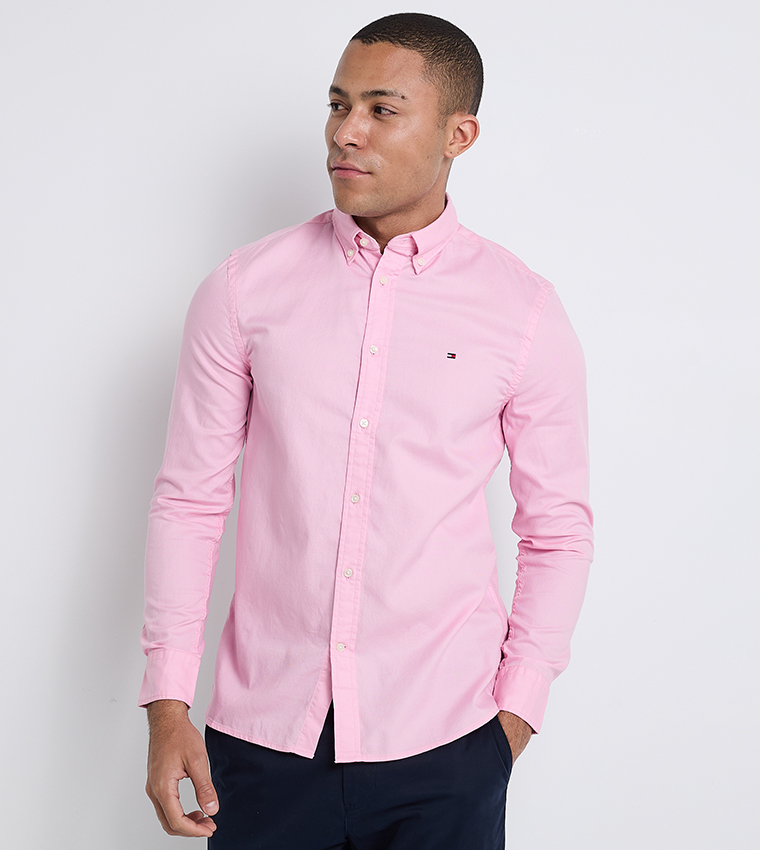 Logo Detail Long Sleeves Dobby Shirt