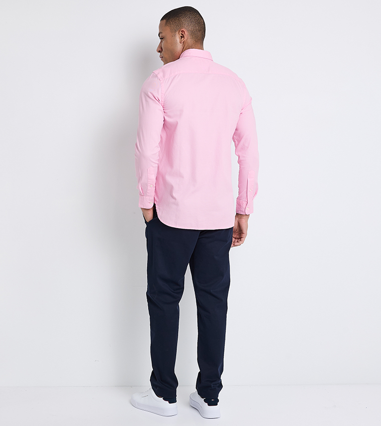 Logo Detail Long Sleeves Dobby Shirt
