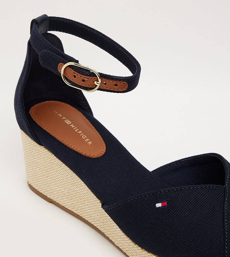 Buckle Strap Canvas Espadrille Wedge Sandals