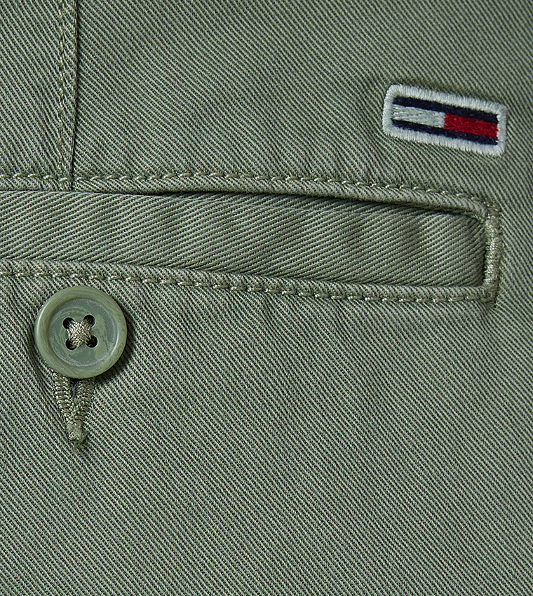 Solid Mid Rise Straight Fit Chinos