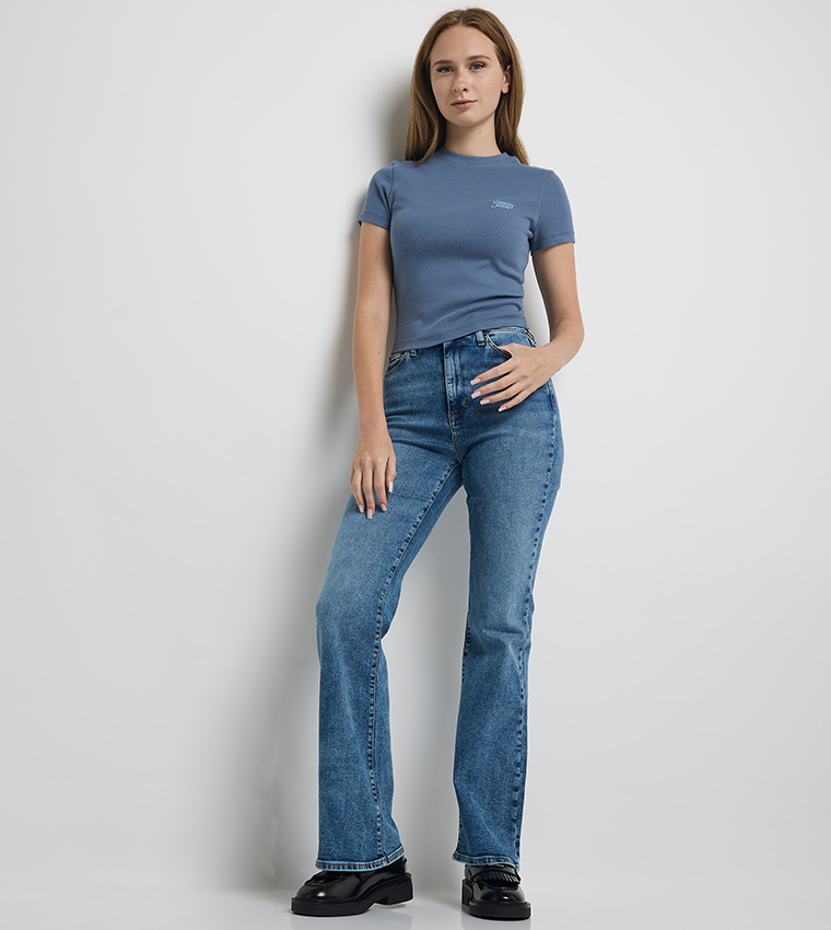 SYLVIA Washed High Waist Flared Jeans