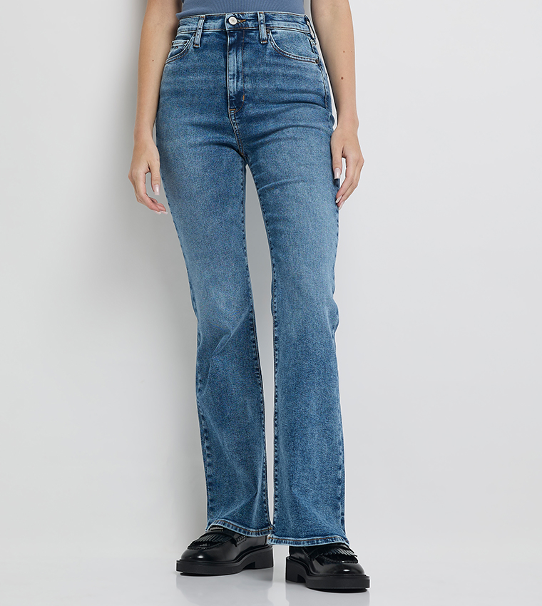 SYLVIA Washed High Waist Flared Jeans