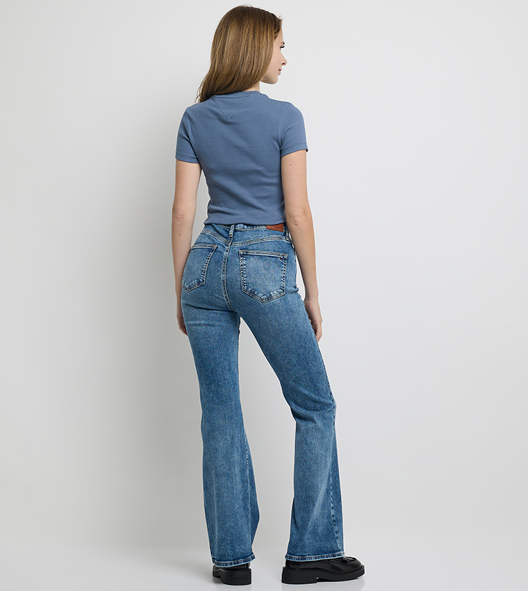 SYLVIA Washed High Waist Flared Jeans