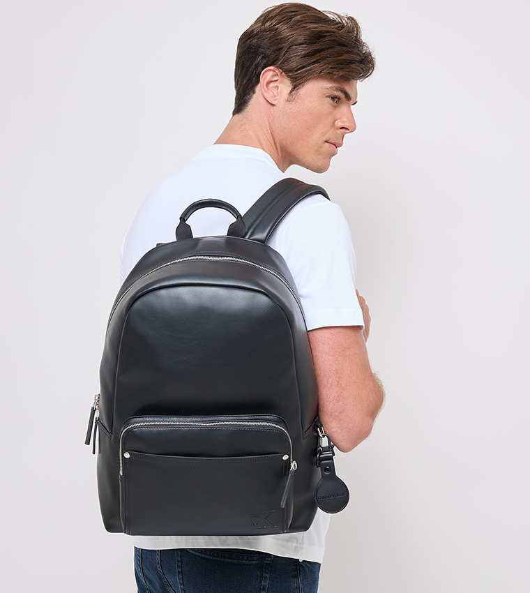 Textured Logo Detail Zip Around Backpack