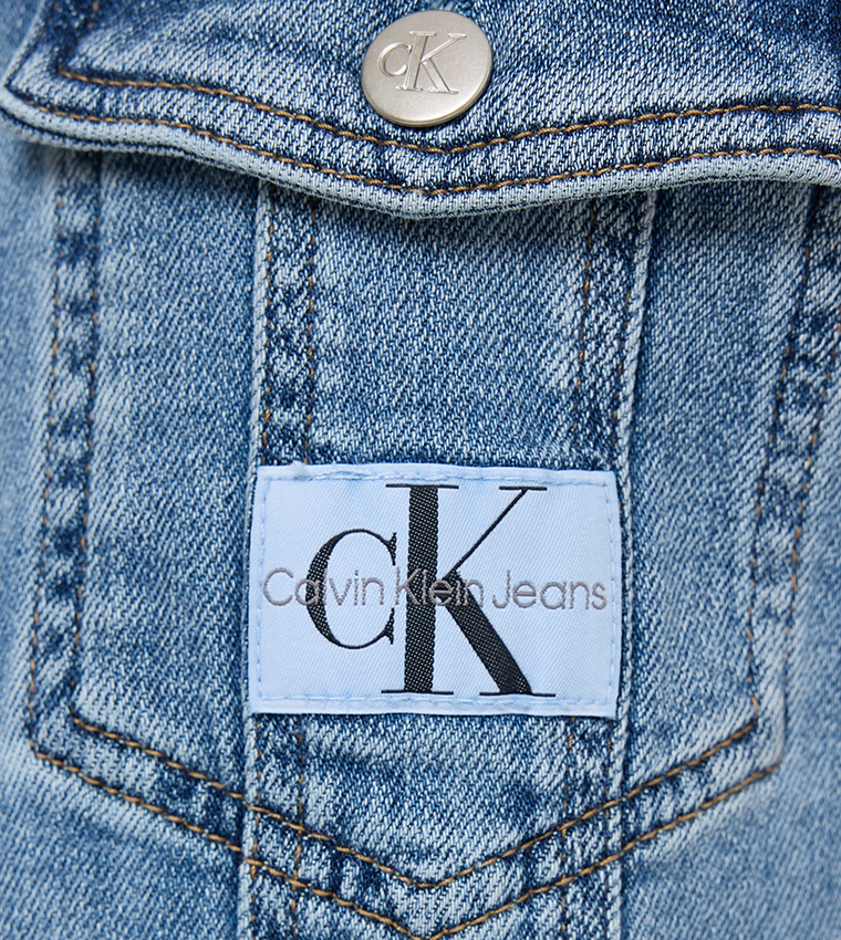 Logo Detail Denim Mini Dress