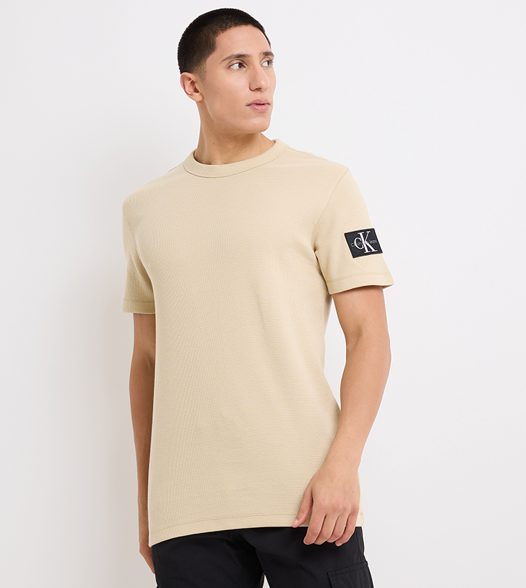 Buy Calvin Klein Jeans Logo Detail Textured Crew Neck T Shirt In