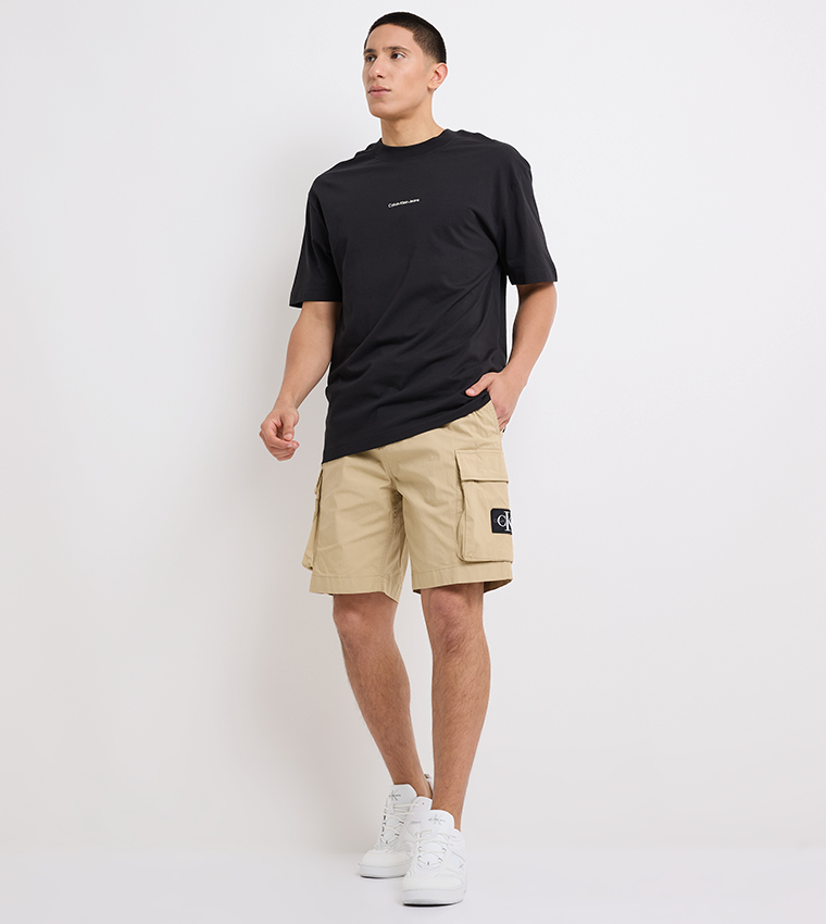 Buy Calvin Klein Jeans Drawstring Waist Cargo Shorts In Beige 6thStreet Saudi Arabia