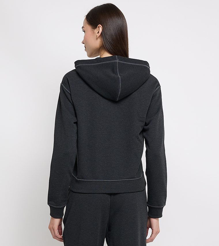 Zippered Long Sleeves Hooded Jacket