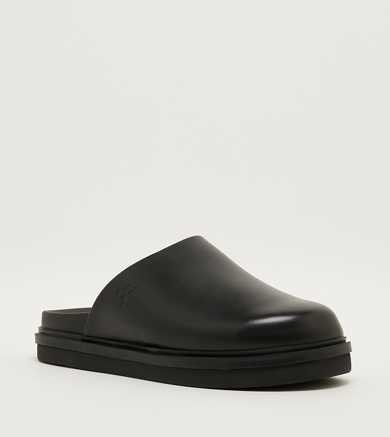 Monogram Detail Leather Home Clogs