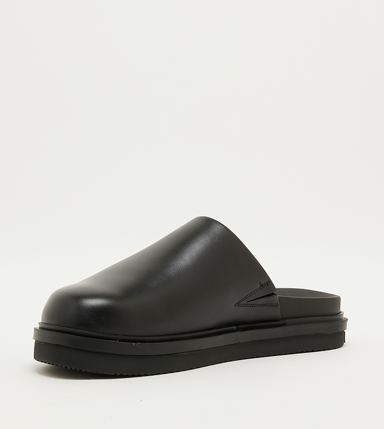 Monogram Detail Leather Home Clogs