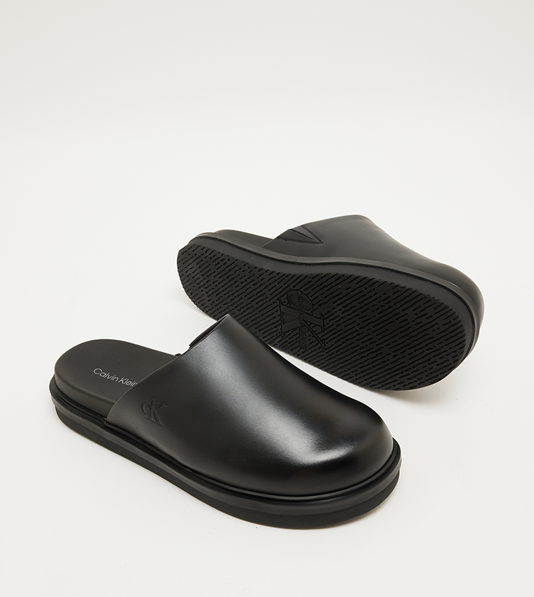 Monogram Detail Leather Home Clogs