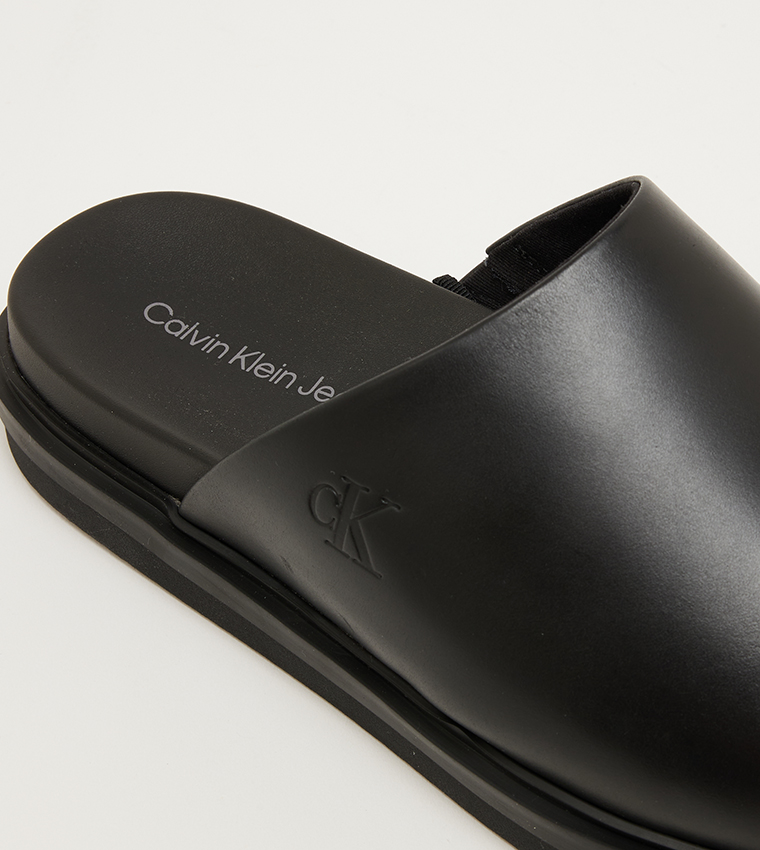 Monogram Detail Leather Home Clogs