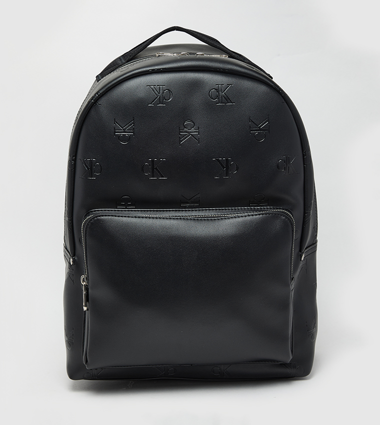 Logo Debossed Zippered Backpack