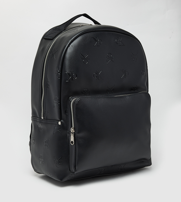 Logo Debossed Zippered Backpack