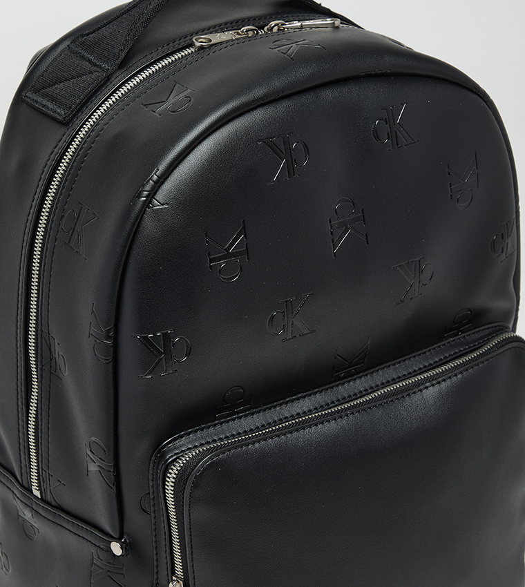 Logo Debossed Zippered Backpack