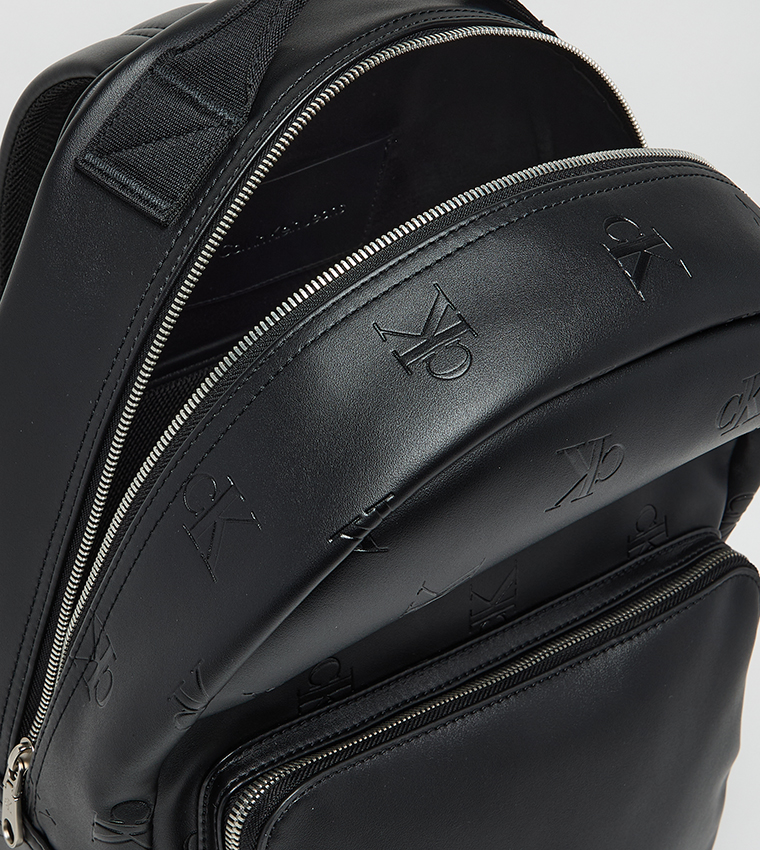 Logo Debossed Zippered Backpack