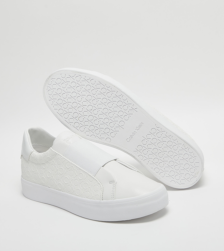 Buy Calvin Klein Monogram Slip On Casual Shoes In White 6thStreet Kuwait