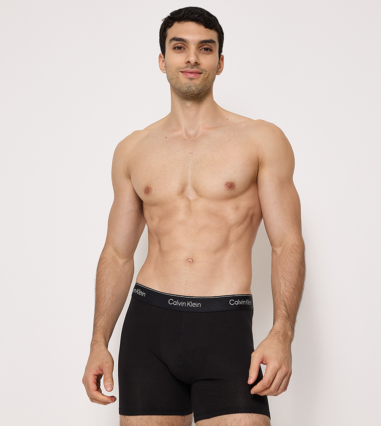 3-Pack Logo Printed Waistband Trunks