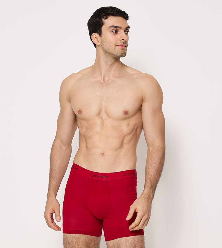 3-Pack Logo Printed Waistband Trunks