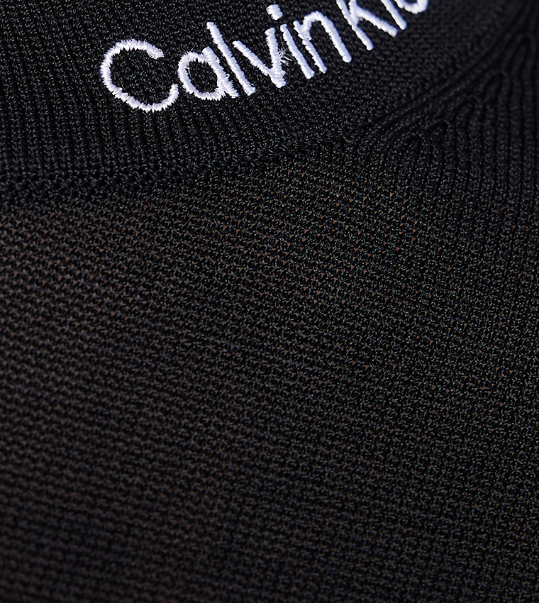 Buy Calvin Klein Jeans Logo Embroidered Yarn Sweater Dress In Black |  6thStreet Oman
