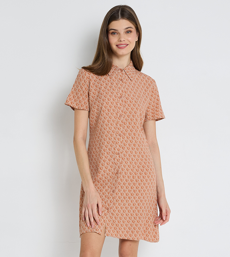 Monogram Printed Shirt Dress