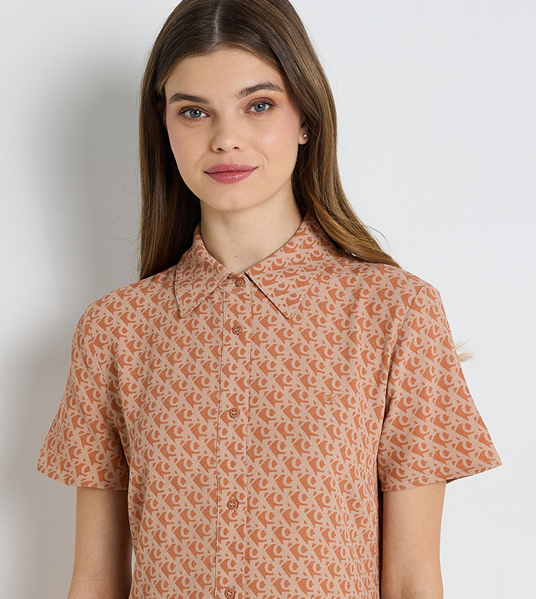 Monogram Printed Shirt Dress