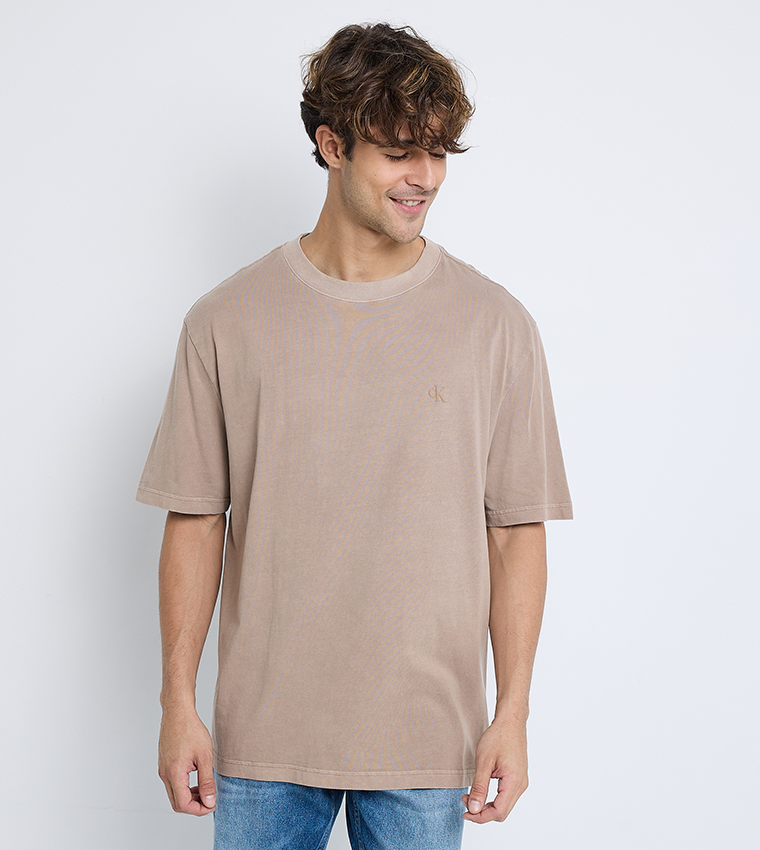 Washed Back Printed Crew Neck T-Shirt