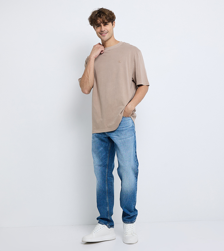 Washed Back Printed Crew Neck T-Shirt