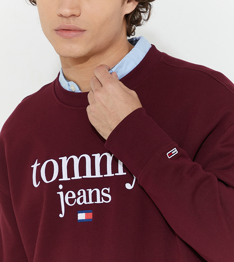 Buy Tommy Jeans Logo Printed Sweatshirt In Burgundy 6thStreet Qatar