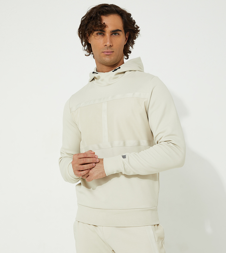 Mesh panel outlet hoodie