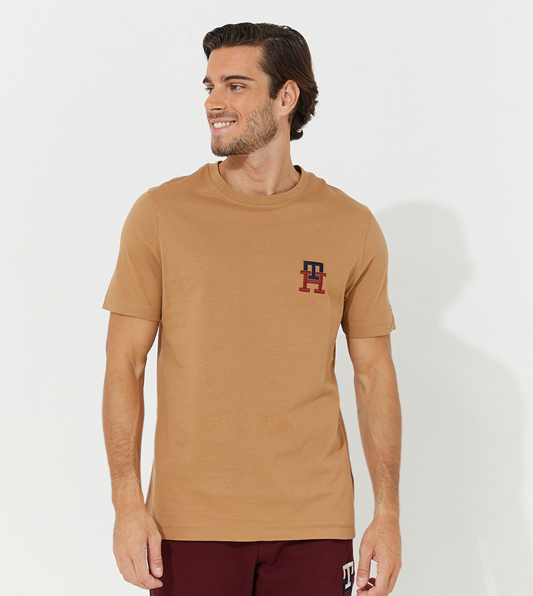 Buy Tommy Hilfiger Monogram Embroidered T Shirt In Khaki 6thStreet Bahrain