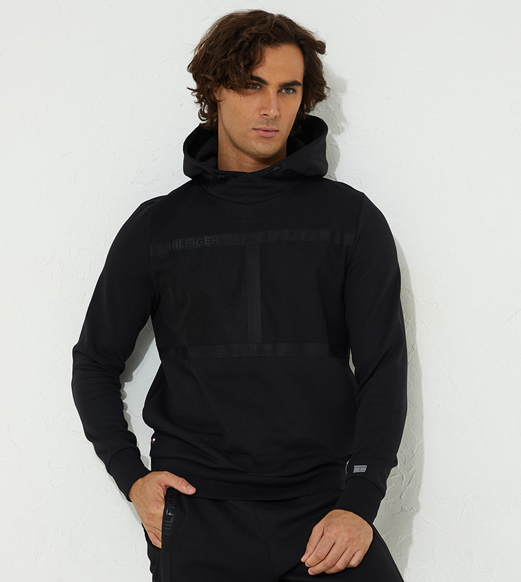 Mesh panel outlet hoodie