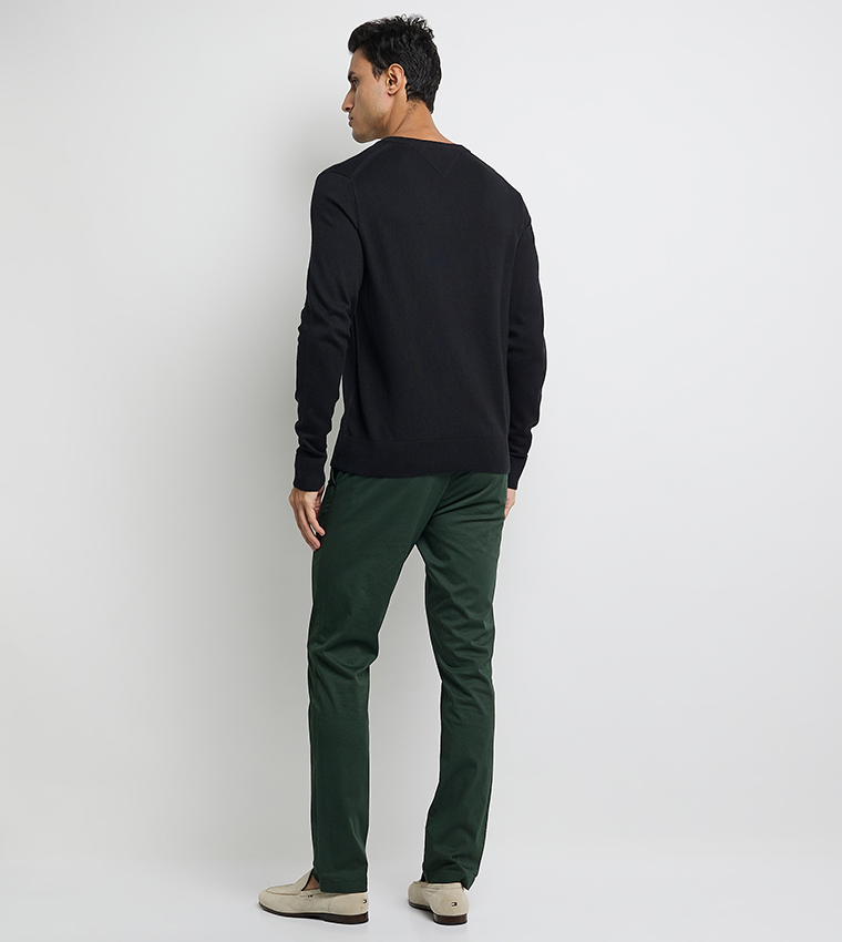 Flag Embroidered V-Neck Cashmere Sweater