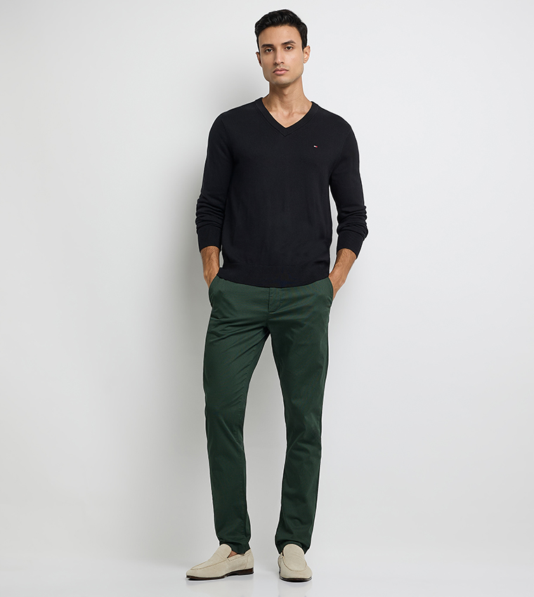 Flag Embroidered V-Neck Cashmere Sweater