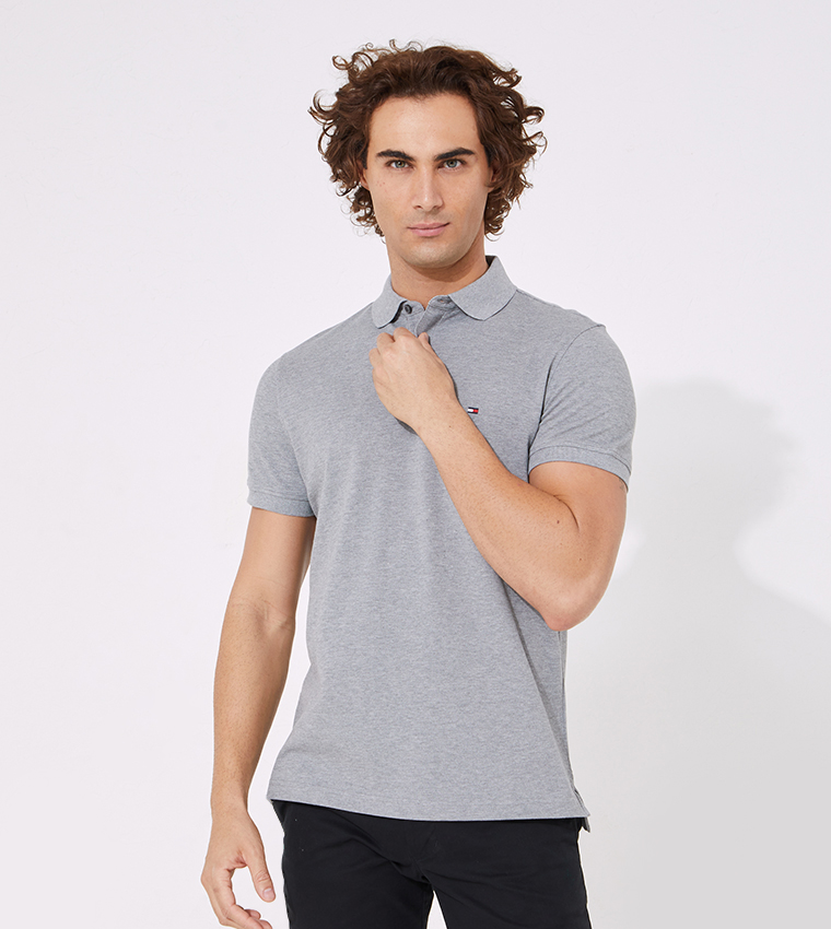 Buy Tommy Hilfiger Short Sleeves Polo T Shirt In Grey | 6thStreet UAE