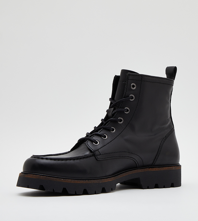 Solid Mid-Top Lace-Up Boots