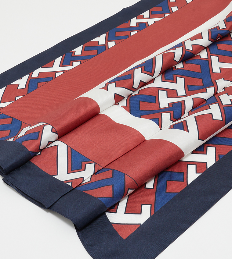 Tommy Hilfiger Monogram Contrast Logo Scarf Aw0aw06004 In Navy