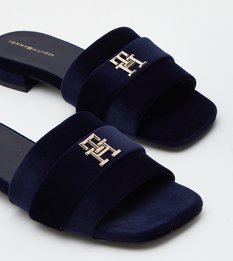 Buy Tommy Hilfiger Monogram Feminine Flat Sandals In Navy 6thStreet UAE